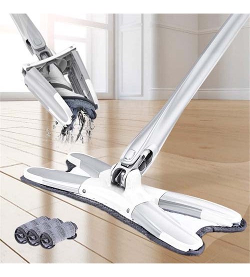 New X-Type Flat Floor Mop Pads Easy Squeeze Mop Self Wringing Flat Mop Hand-Free Wash